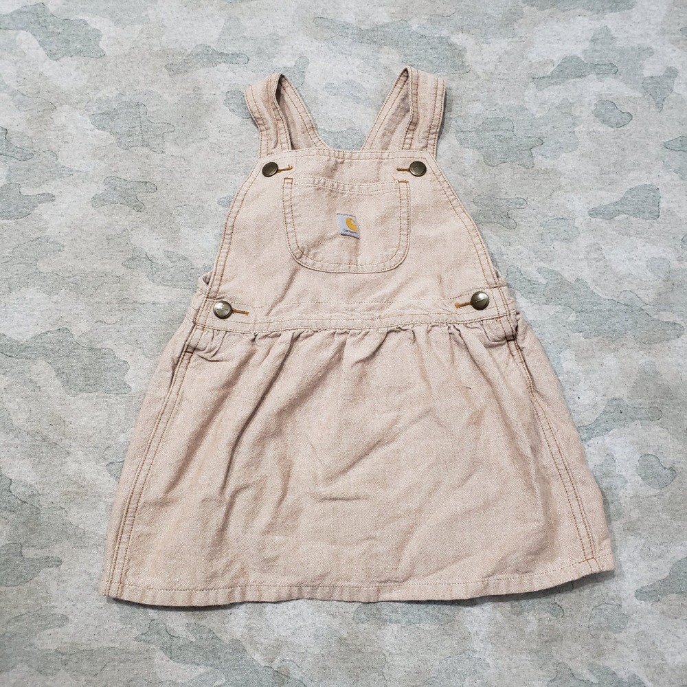 Carhartt Overall Jumper Dress Girls 4T Brown Canvas 100% Cotton Sleeveless